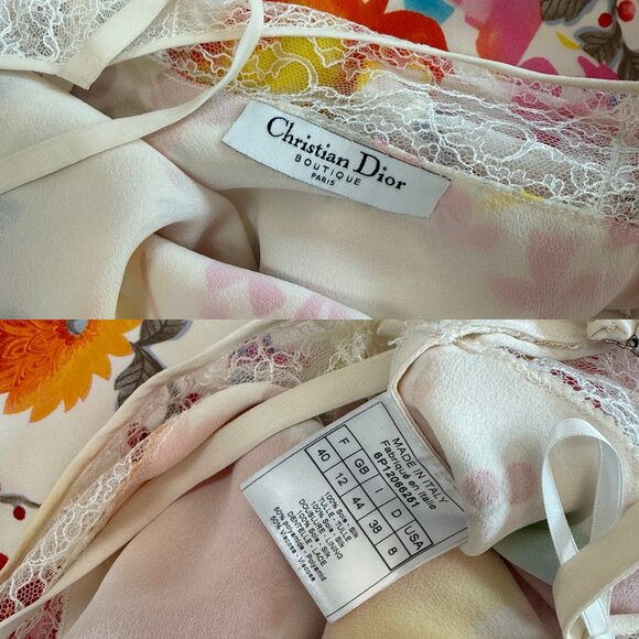 DIOR by JOHN GALLIANO 2006 Vintage Silk Lace Floral Midi Dress - Picture 3 of 11